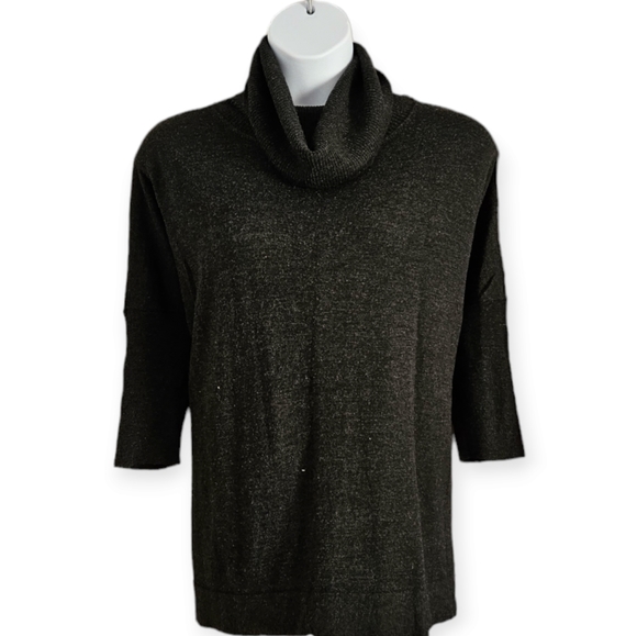 Eileen Fisher Sweaters - Eileen Fisher charcoal gray black Merino wool turtleneck sweater Womens XLarge